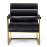 Anton Modern Grey Velvet + Brass Accent Chair