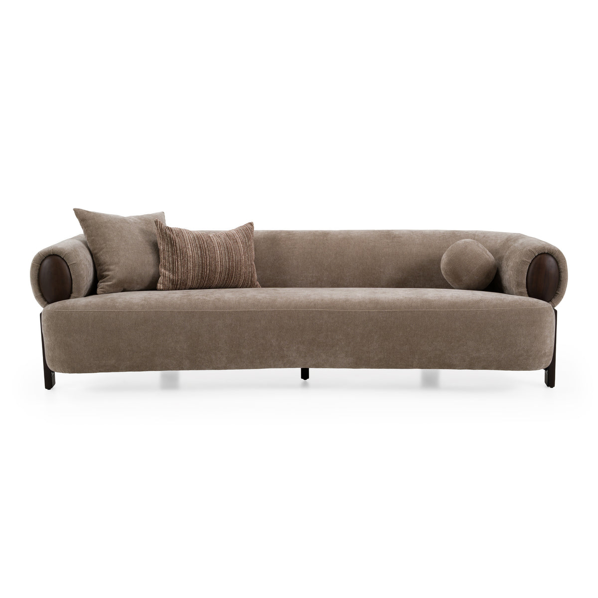 Arnaud Modern Tan Fabric + Brown Oak Sofa