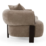 Arnaud Modern Tan Fabric + Brown Oak Sofa