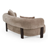 Arnaud Modern Tan Fabric + Brown Oak Loveseat Sofa