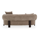 Arnaud Modern Tan Fabric + Brown Oak Loveseat Sofa