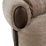 Arnaud Modern Tan Fabric + Brown Oak Loveseat Sofa