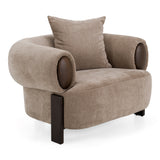 Arnaud Modern Tan Fabric + Brown Oak Accent Chair