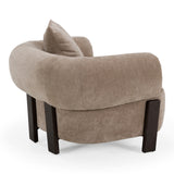 Arnaud Modern Tan Fabric + Brown Oak Accent Chair