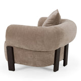 Arnaud Modern Tan Fabric + Brown Oak Accent Chair