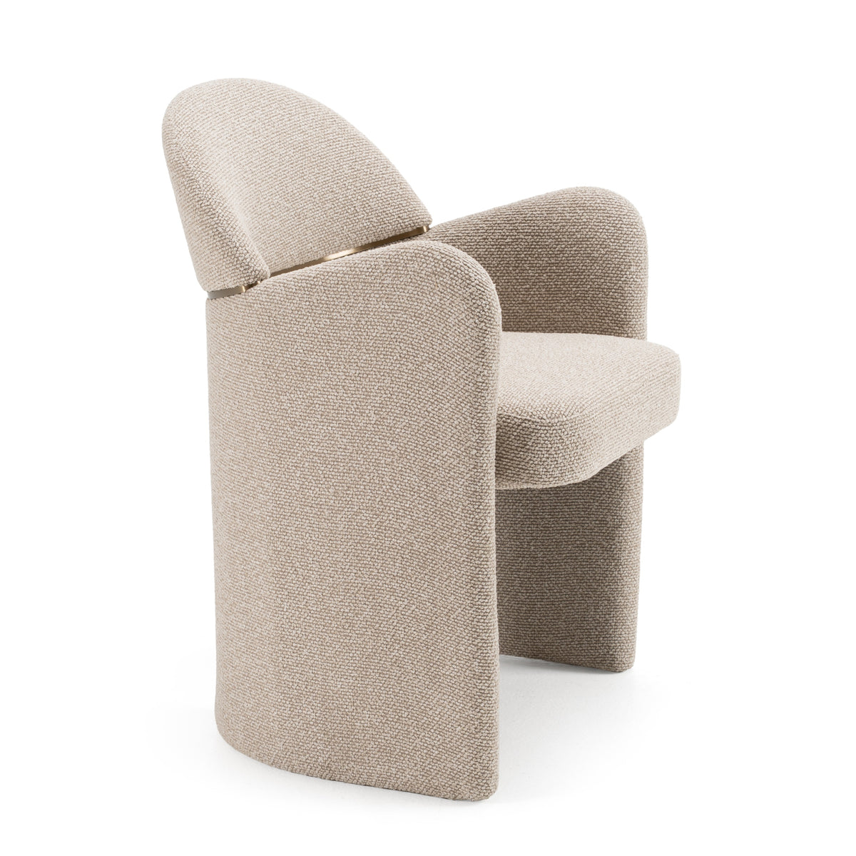 Ashley Modern Beige Fabric + Brushed Brass Dining Chair