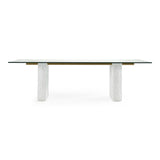 Ashley Modern Glass + White Fiberglass Dining Table