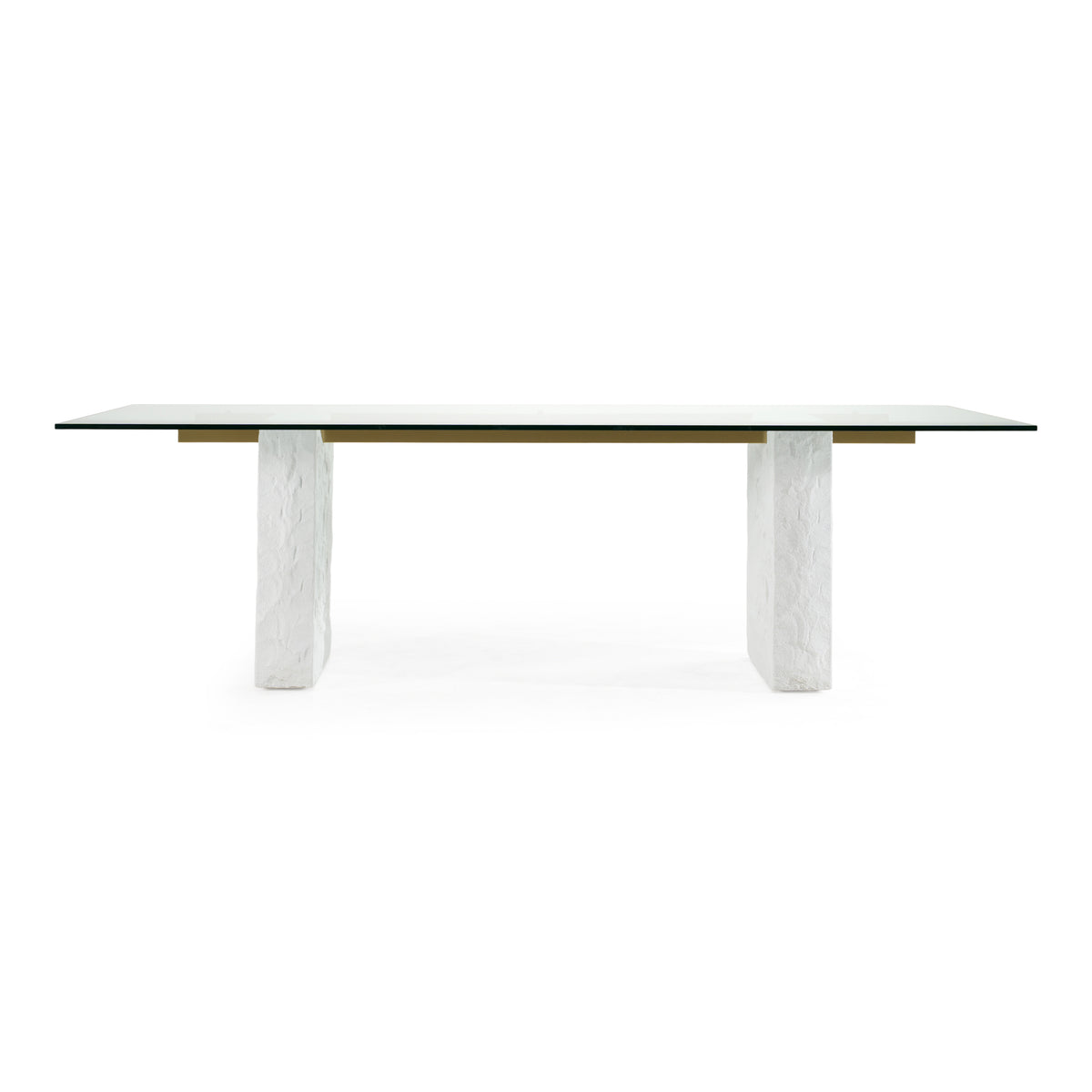 Ashley Modern Glass + White Fiberglass Dining Table