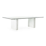 Ashley Modern Glass + White Fiberglass Dining Table