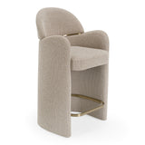 Ashley Modern Beige Fabric + Brushed Brass Counter Chair