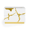  Mielcasa | White Modrest Aspen Modern Wide White and Gold Nightstand | SKU VGVCN1801-WHT-W | MPN: 80126 | Free Delivery & Free Return