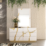 Aspen Modern Beige + White + Gold 4-Piece Bedroom Set