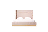 Sterling Eastern King Modern Beige + Rose Gold Bed + Nightstands