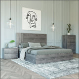Queen Asus Italian Modern Elm Grey Bed