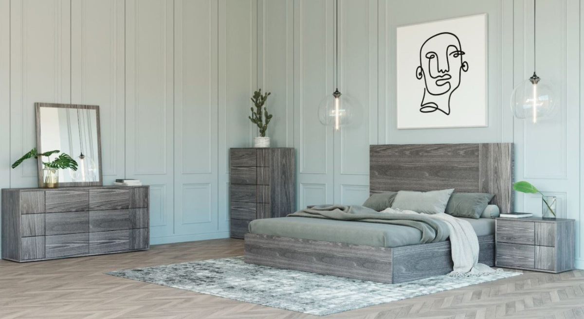 Eastern King Asus Italian Modern Elm Grey Bedroom Set