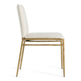 Atlanta Modern Off-White Fabric & Brass Dining Chair