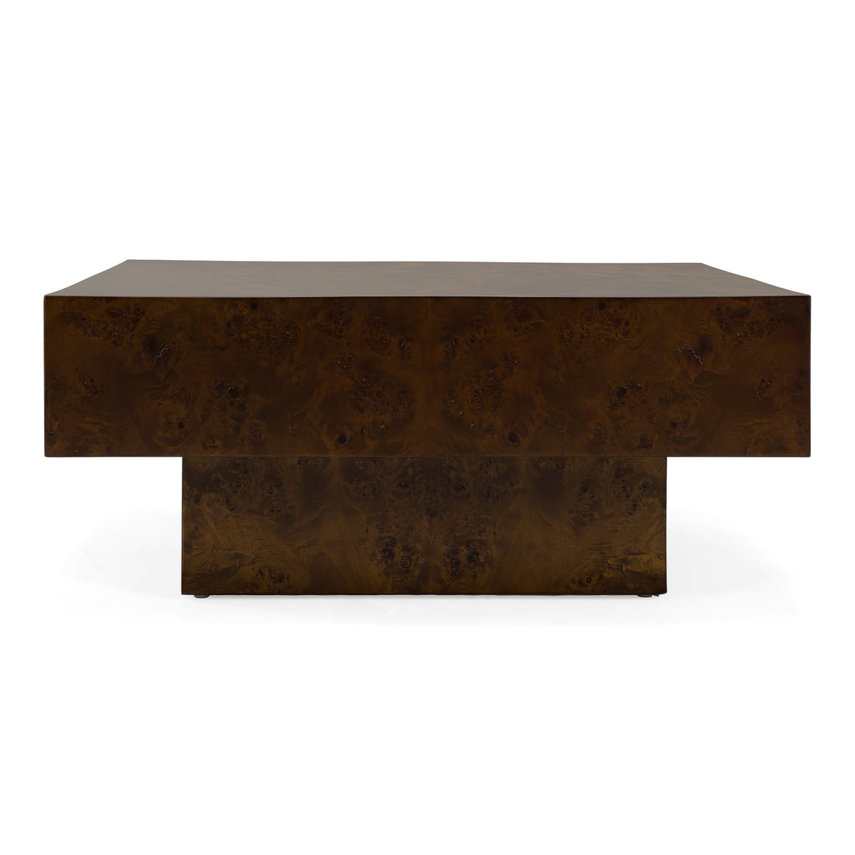 August Modern Dark Walnut Burl Square Coffee Table