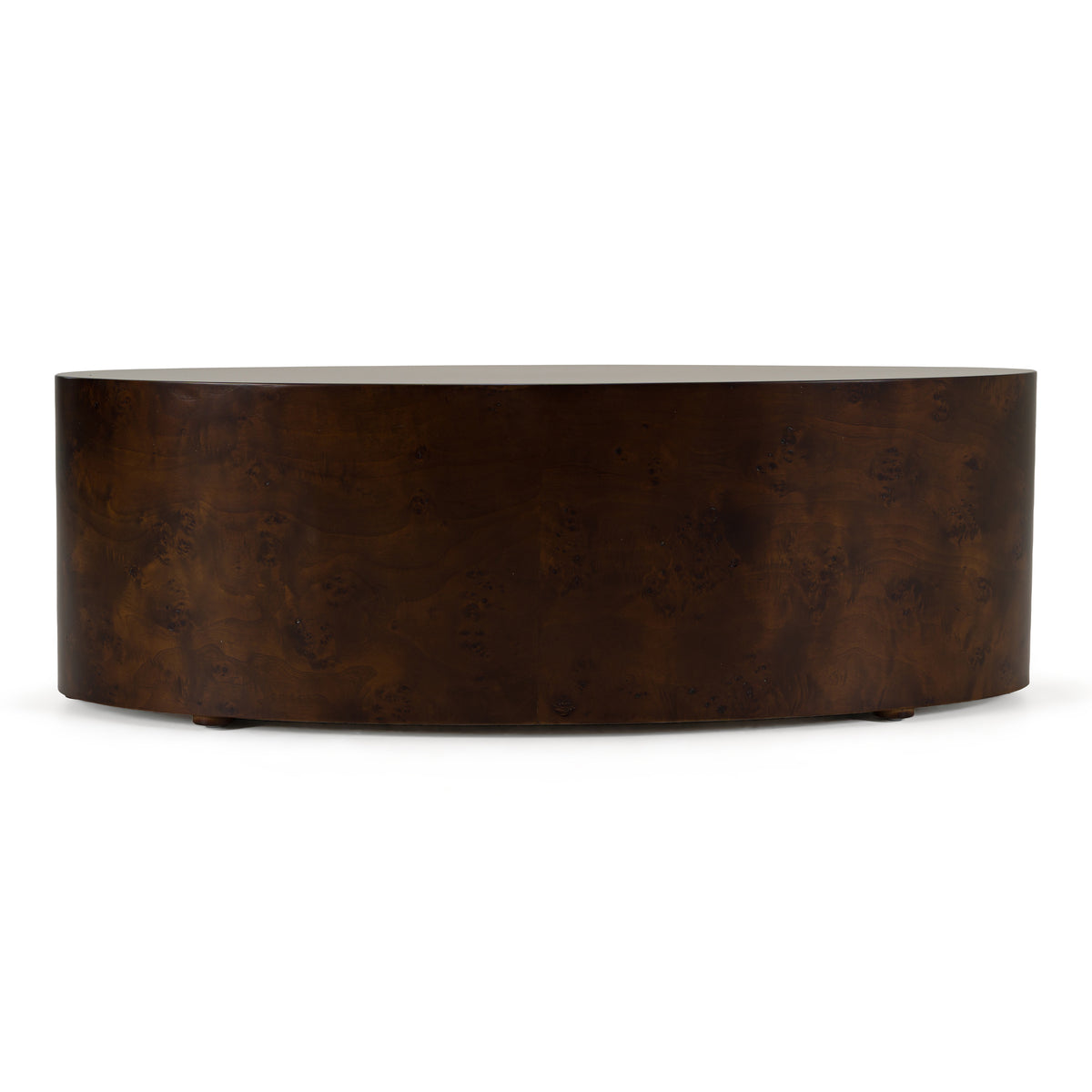 August Modern Dark Walnut Burl Oval Coffee Table