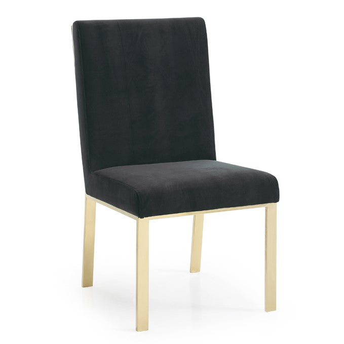 Reba Modern Black Velvet & Gold Dining Chair (Set of 2)