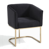 Yukon Modern Black Velvet & Gold Dining Chair