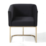Yukon Modern Black Velvet & Gold Dining Chair