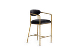  Mielcasa | Grey Modrest Baird Modern Grey Velvet and Brass Counter Chair | SKU VGMY-2847-26-GRY | MPN: 81804 | Free Delivery & Free Return