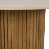 Bambi Modern Botticino Marble + Mango Round Dining Table