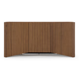 Barbon Modern Black Glass + Walnut Buffet