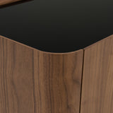Barbon Modern Black Glass + Walnut Buffet