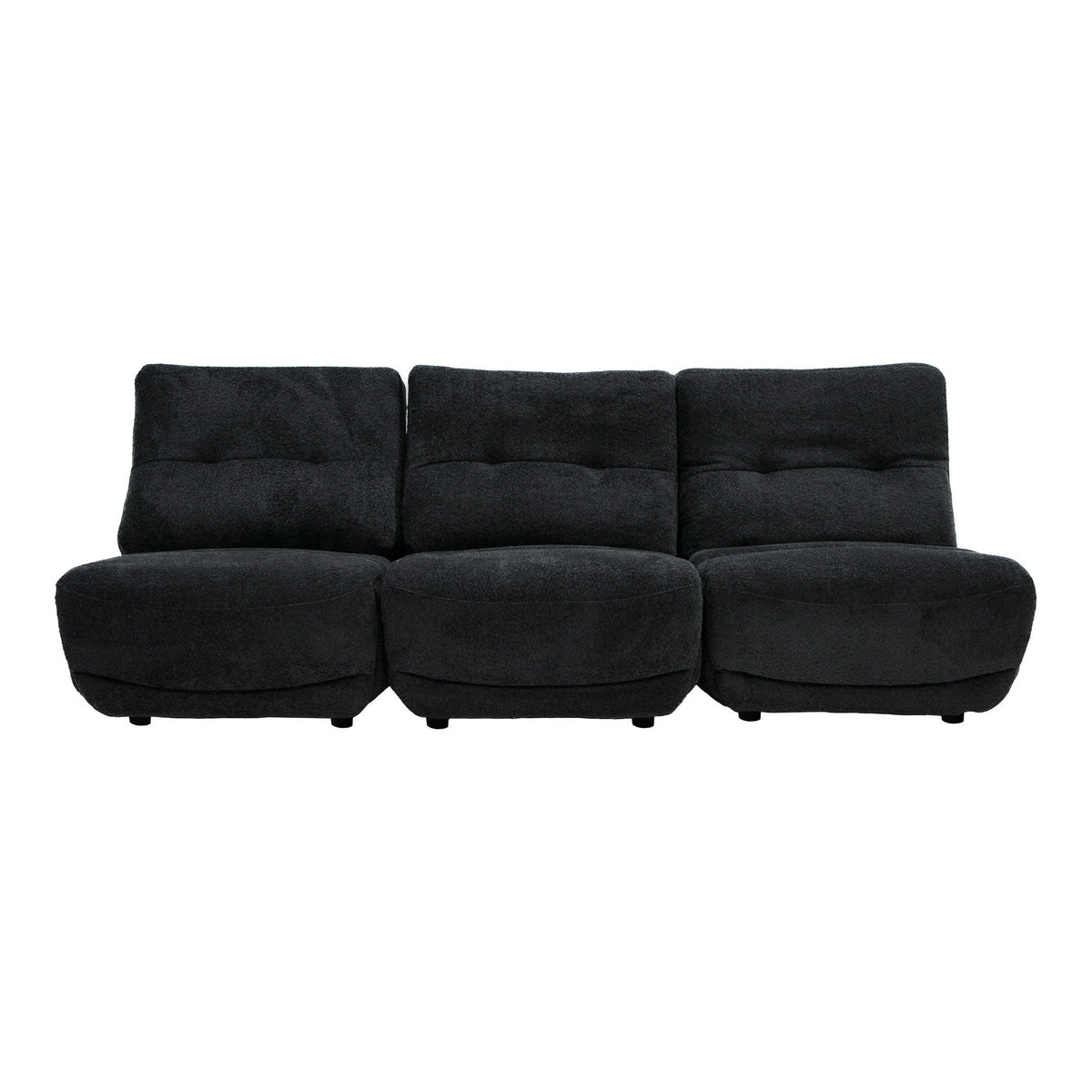 Basil Modern Black Fabric Small Sofa With 3 Electric Recliners