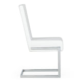 Batavia Modern White & Stainless Steel Dining Chair (Set of 2)