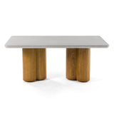 Bateman Modern Faux Concrete + Walnut Dining Table