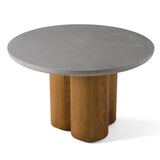 Bateman Modern Faux Concrete + Walnut Round Dining Table