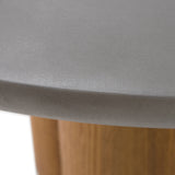 Bateman Modern Faux Concrete + Walnut Round Dining Table