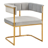 Bavaria Modern Light Grey Fabric + Gold Accent Chair