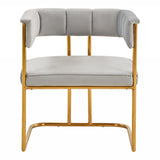 Bavaria Modern Light Grey Fabric + Gold Accent Chair