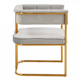 Bavaria Modern Light Grey Fabric + Gold Accent Chair