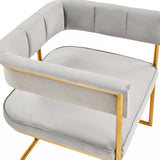 Bavaria Modern Light Grey Fabric + Gold Accent Chair