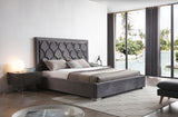  Mielcasa | Grey Queen Modrest Audrey Modern Grey Velvet & Stainless Steel Bed | SKU VGVCBD1801-GRY-Q | MPN: 75445 | Free Delivery & Free Return