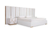 Mielcasa | White Eastern King Modrest Nixa Modern White Bonded Leather & Gold Bed | SKU VGVCBD1909-WHT-EK | MPN: 75643 | Free Delivery & Free Return