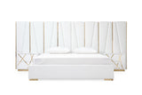  Mielcasa | White Modrest Nixa Modern White Bonded Leather & Gold Bed | SKU VGVCBD1909-WHT | MPN: 78247|75643|77847 | Free Delivery & Free Return