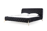 Eastern King Legend Modern Black Velvet & Gold Bed
