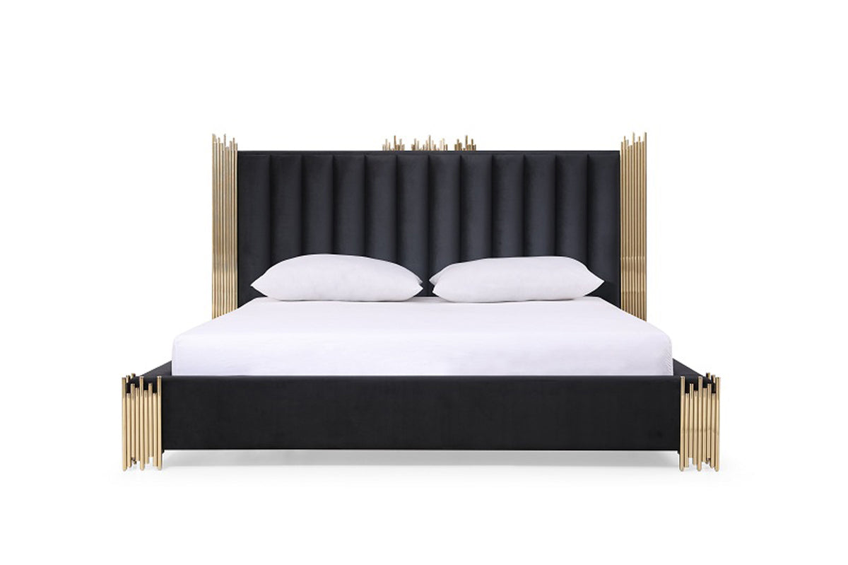 Token Modern Black & Gold 4-Piece Bedroom Set