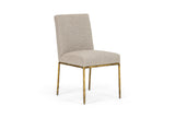 Beasley Modern Beige Linen + Brass Dining Chair