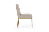 Beasley Modern Beige Linen + Brass Dining Chair