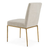 Beasley Modern Off-White Linen + Brass Dining Chair