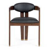 Belton Modern Black Vegan Leather + Brown Oak Dining Chair