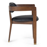 Belton Modern Black Vegan Leather + Brown Oak Dining Chair
