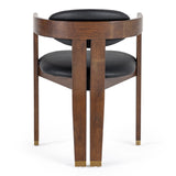 Belton Modern Black Vegan Leather + Brown Oak Dining Chair
