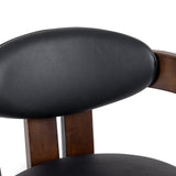 Belton Modern Black Vegan Leather + Brown Oak Dining Chair